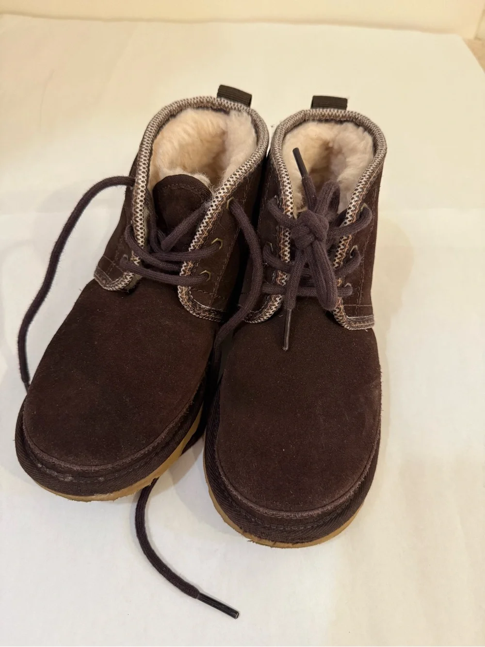 UGG Kids Brown Suede Lace-Up Winter Boots